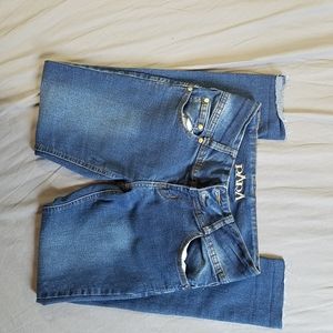 Para jeans cut hems blue size 7 button zip fly bareback